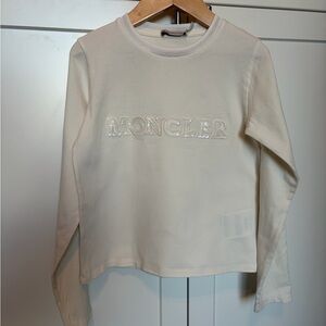 Moncler Kids Ivory Long Sleeve Tee, size 8 girls